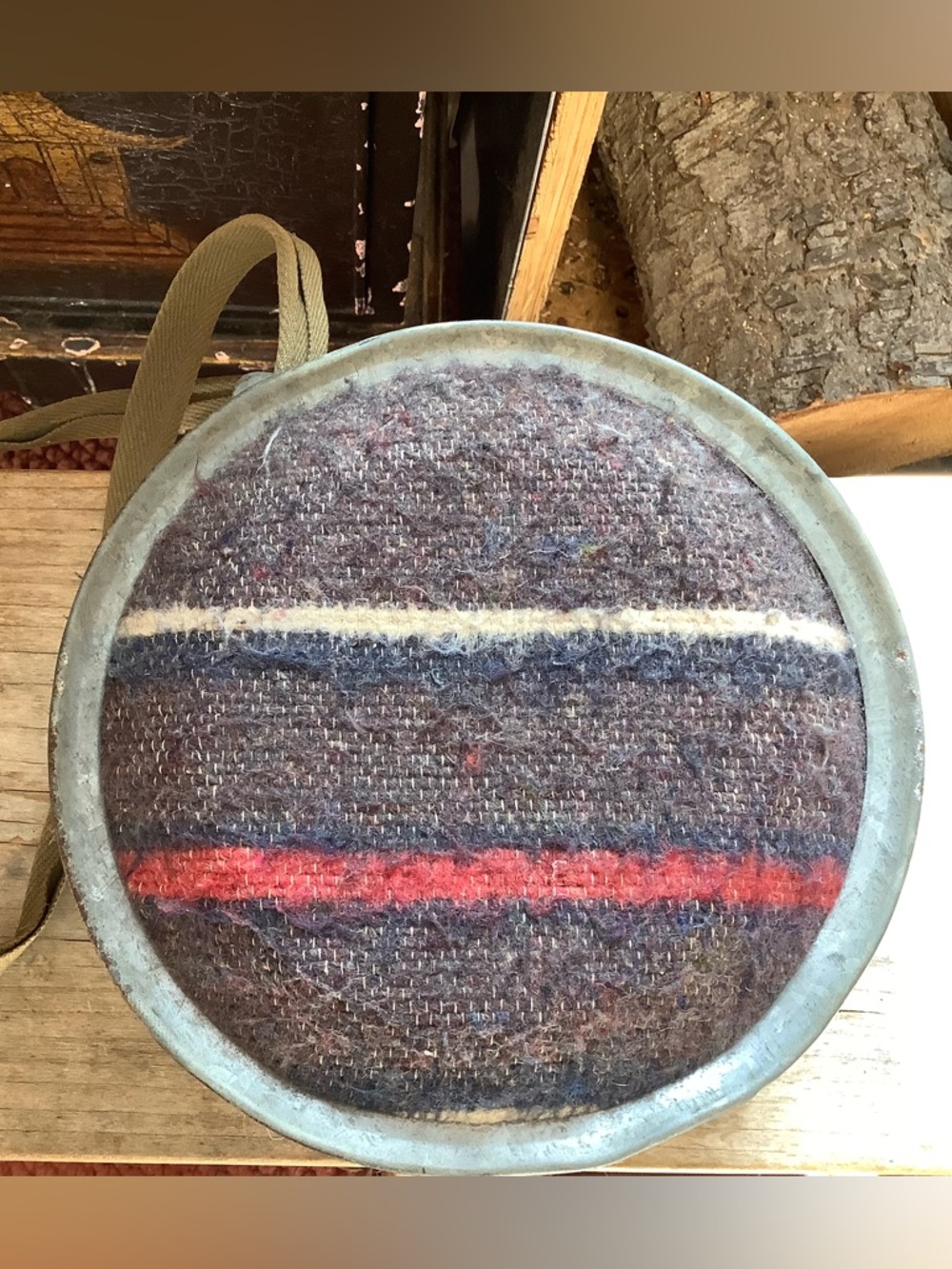 VTG 2 QT Cowboy Saddle Blanket Galvanized Metal Canteen
